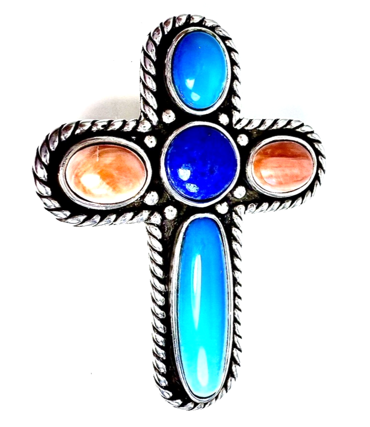 Sterling Silver 925 1 7/8" Pendant Relios Multi Gem Pin/ Pen 12564 - Image 2