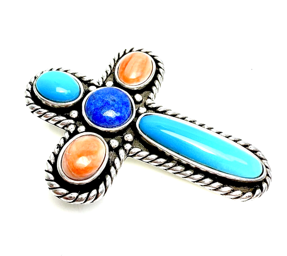 Sterling Silver 925 1 7/8" Pendant Relios Multi Gem Pin/ Pen 12564 - Image 3