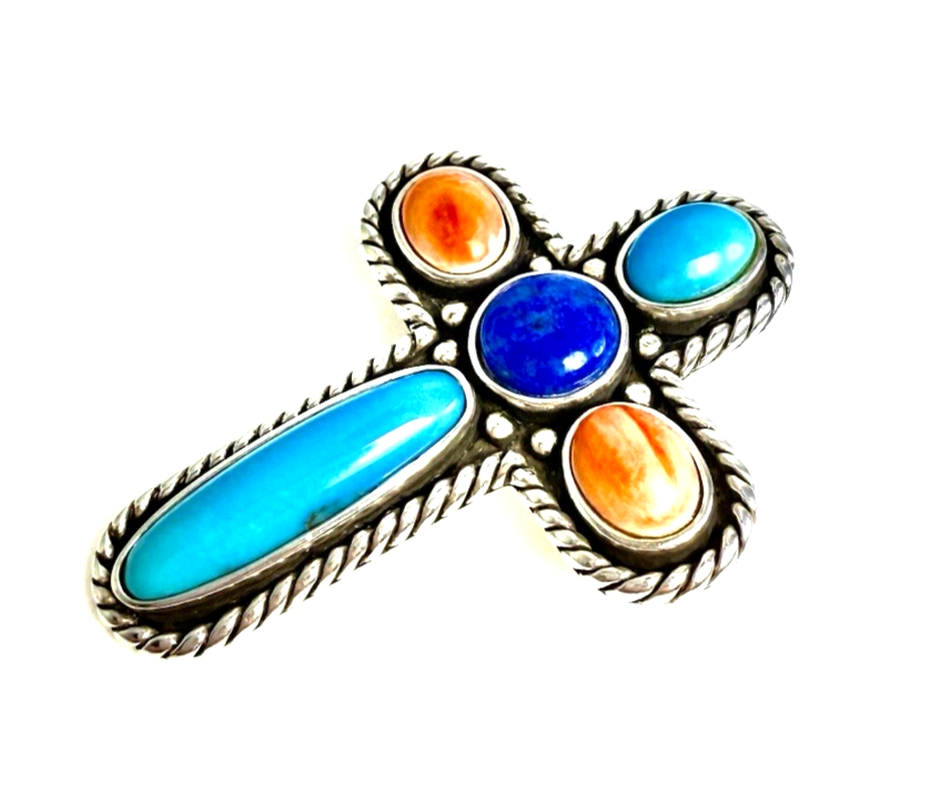 Sterling Silver 925 1 7/8" Pendant Relios Multi Gem Pin/ Pen 12564 - Image 4