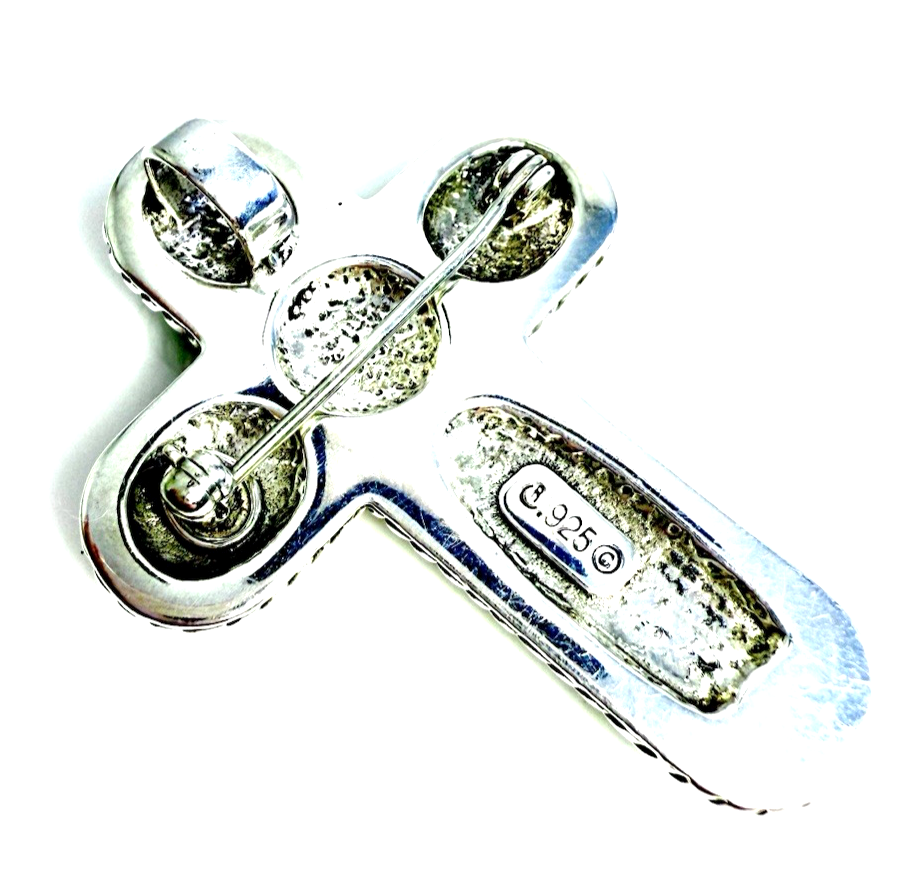 Sterling Silver 925 1 7/8" Pendant Relios Multi Gem Pin/ Pen 12564 - Image 5