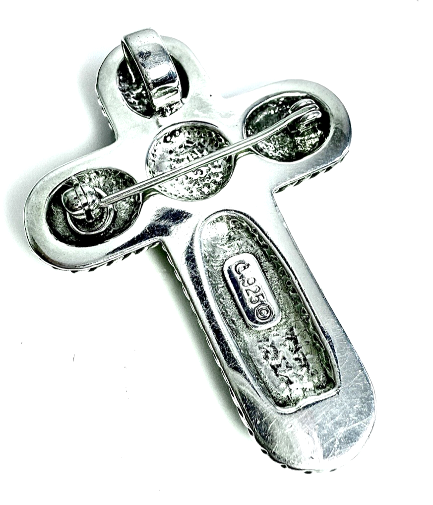 Sterling Silver 925 1 7/8" Pendant Relios Multi Gem Pin/ Pen 12564 - Image 8