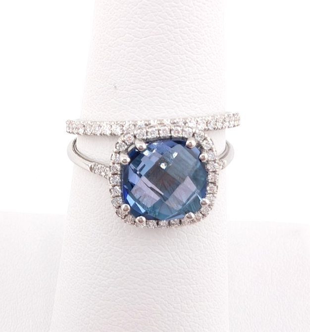 Kalan Alexandrite Halo 18K White Gold ring set OAK599 - Image 2