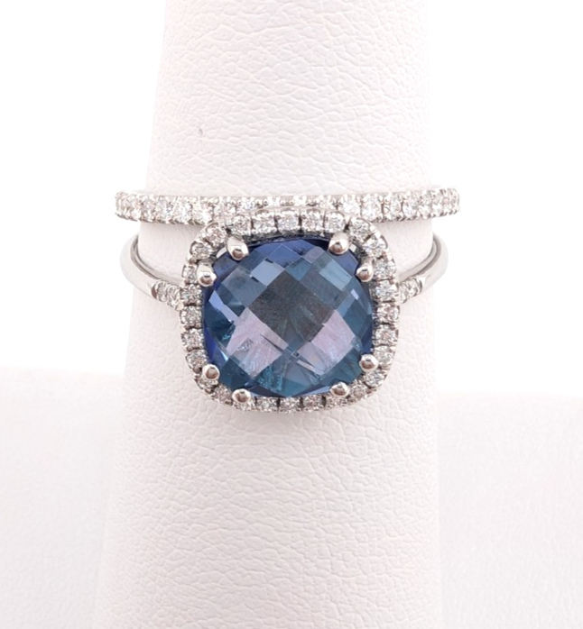 Kalan Alexandrite Halo 18K White Gold ring set OAK599 - Image 3