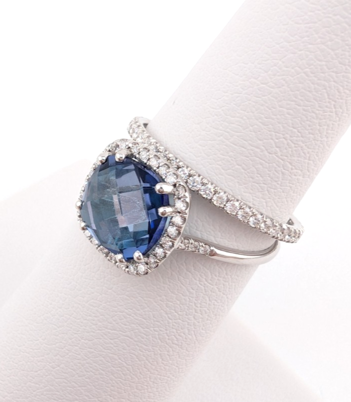 Kalan Alexandrite Halo 18K White Gold ring set OAK599 - Image 5