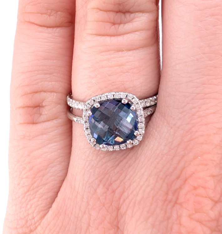 Kalan Alexandrite Halo 18K White Gold ring set OAK599 - Image 8