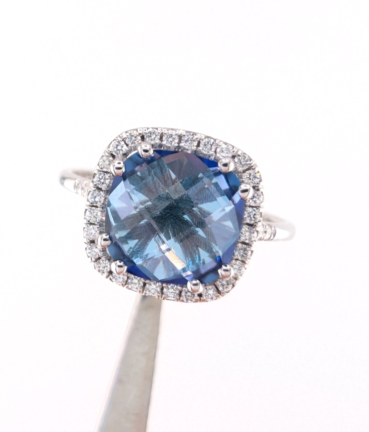 Kalan Alexandrite Halo 18K White Gold ring set OAK599 - Image 9