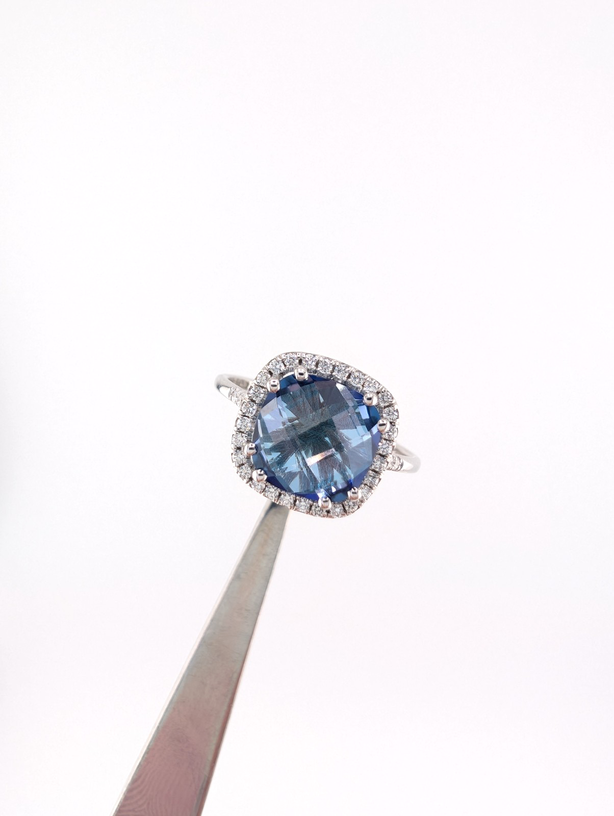 Kalan Alexandrite Halo 18K White Gold ring set OAK599 - Image 10