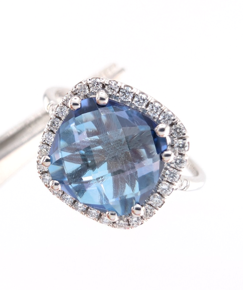 Kalan Alexandrite Halo 18K White Gold ring set OAK599 - Image 16