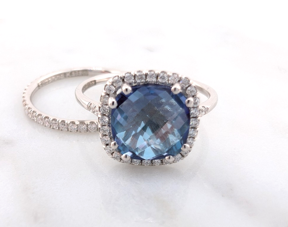 Kalan Alexandrite Halo 18K White Gold ring set OAK599 - Image 19