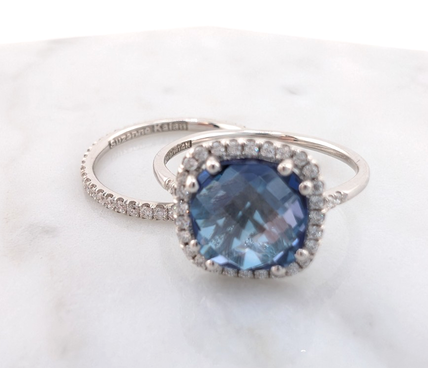 Kalan Alexandrite Halo 18K White Gold ring set OAK599 - Image 20