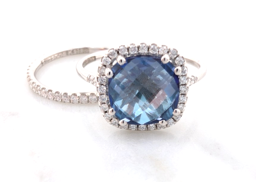 Kalan Alexandrite Halo 18K White Gold ring set OAK599 - Image 21