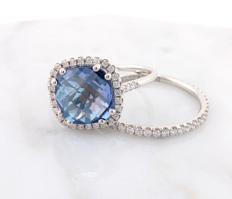 Kalan Alexandrite Halo 18K White Gold ring set OAK599 - Image 22