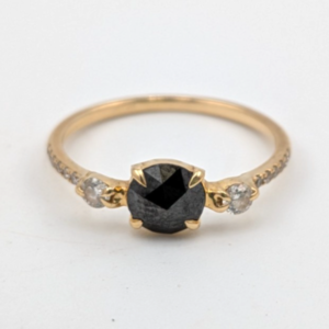 14K Black Diamond Dainty Ring 17119
