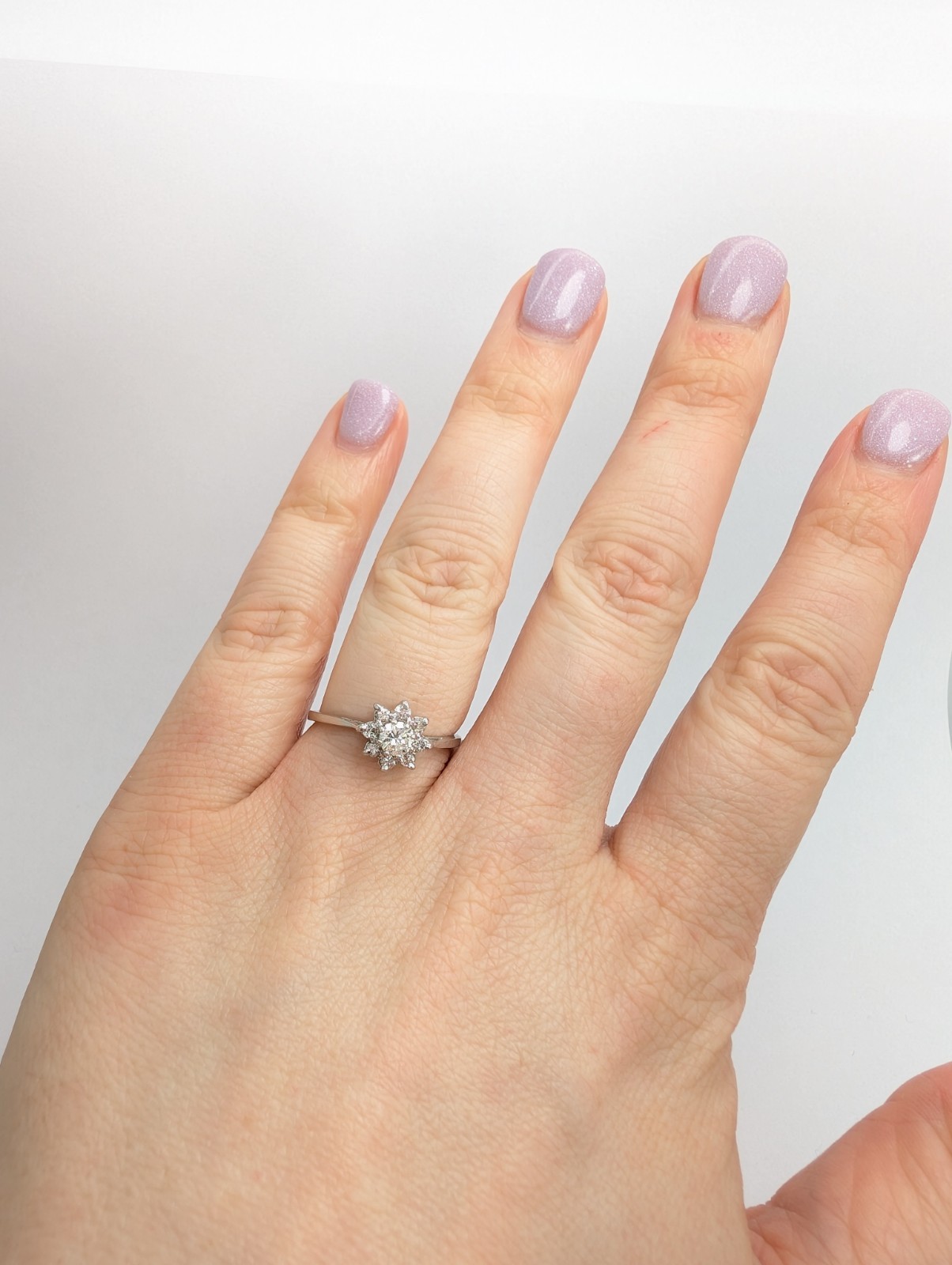 14K White Gold .50 ctw Diamond Cluster Flower Ring 11081 - Image 8