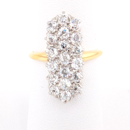 18K Two-Tone Gold 1.5ctw Diamond Vintage Cluster Ring CRN160