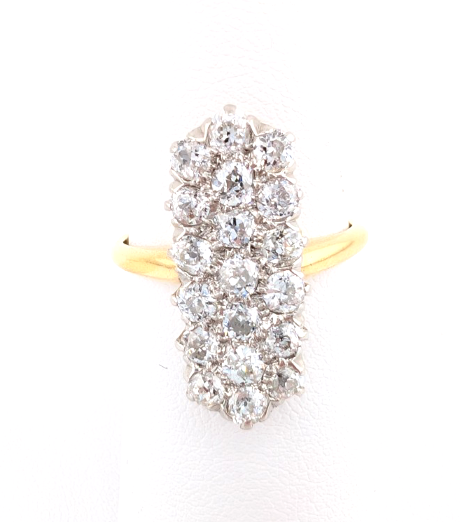 18K Two-Tone Gold 1.5ctw Diamond Vintage Cluster Ring CRN160 - Image 2