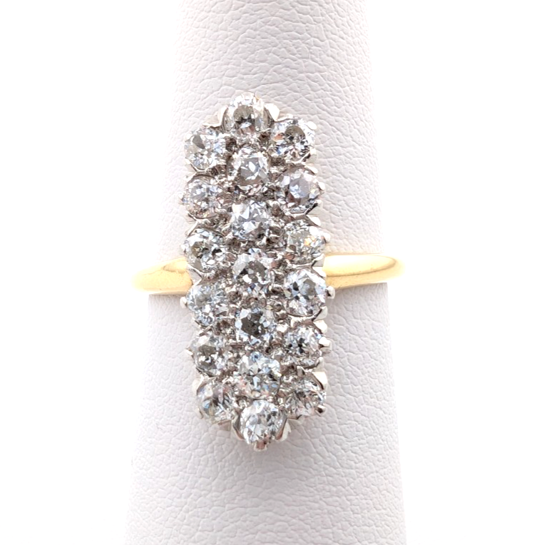 18K Two-Tone Gold 1.5ctw Diamond Vintage Cluster Ring CRN160 - Image 3