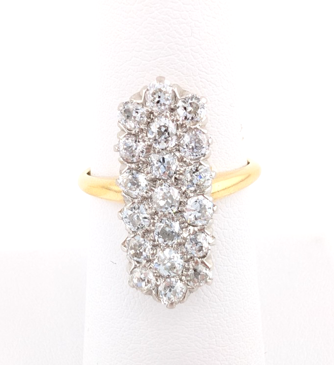 18K Two-Tone Gold 1.5ctw Diamond Vintage Cluster Ring CRN160 - Image 4