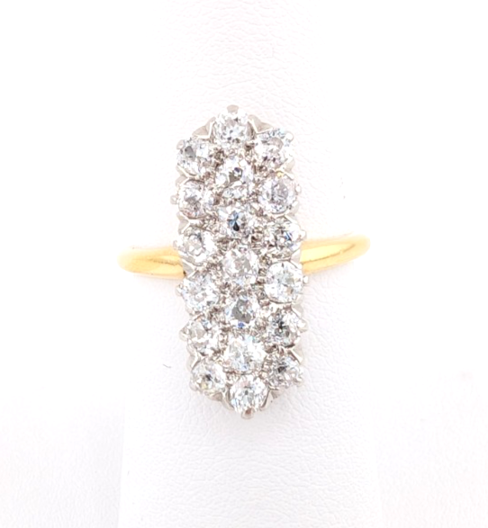 18K Two-Tone Gold 1.5ctw Diamond Vintage Cluster Ring CRN160 - Image 5