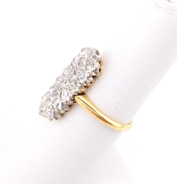 18K Two-Tone Gold 1.5ctw Diamond Vintage Cluster Ring CRN160 - Image 6