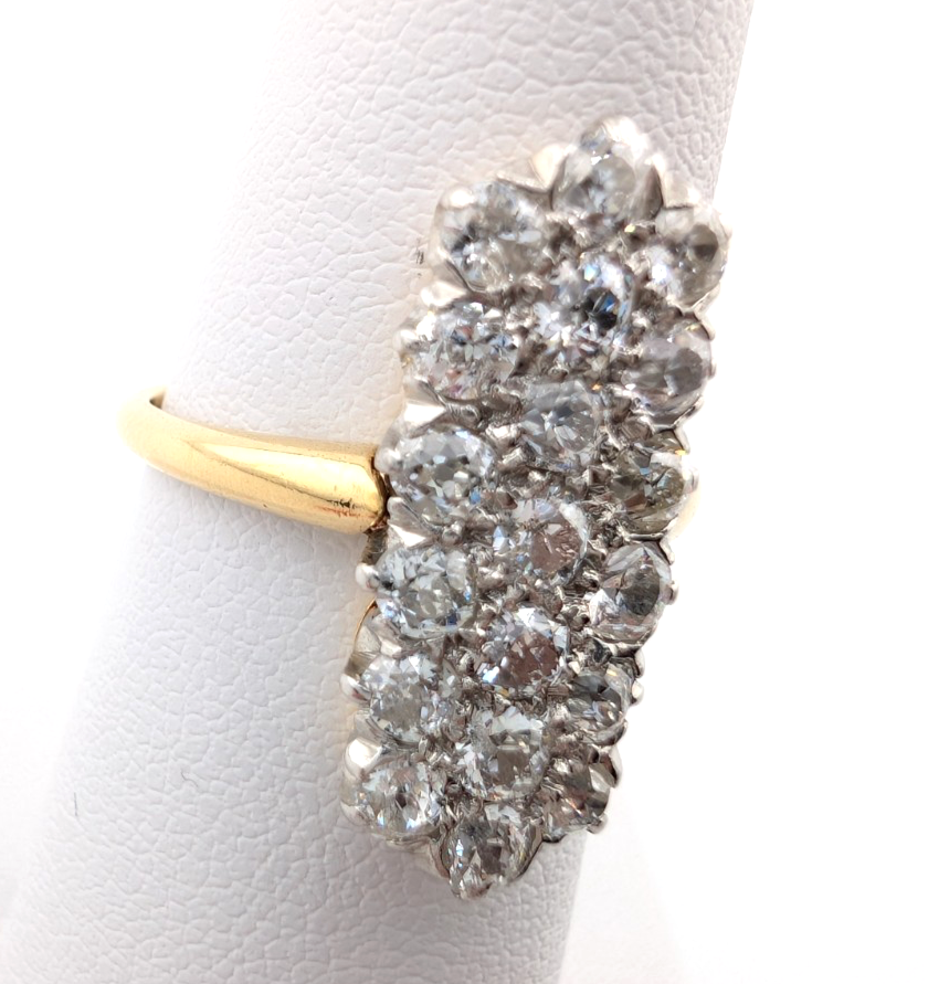 18K Two-Tone Gold 1.5ctw Diamond Vintage Cluster Ring CRN160 - Image 8