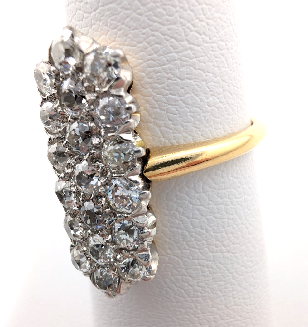 18K Two-Tone Gold 1.5ctw Diamond Vintage Cluster Ring CRN160 - Image 9