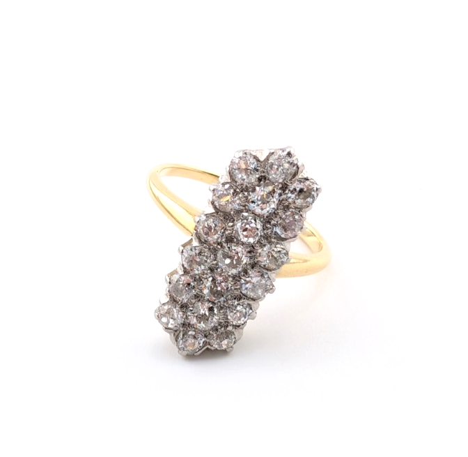 18K Two-Tone Gold 1.5ctw Diamond Vintage Cluster Ring CRN160 - Image 10