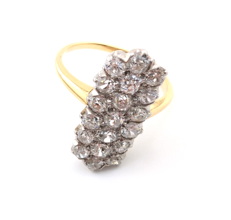 18K Two-Tone Gold 1.5ctw Diamond Vintage Cluster Ring CRN160 - Image 11