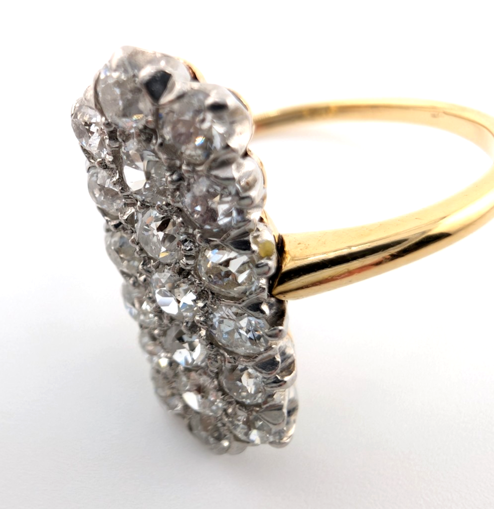 18K Two-Tone Gold 1.5ctw Diamond Vintage Cluster Ring CRN160 - Image 13
