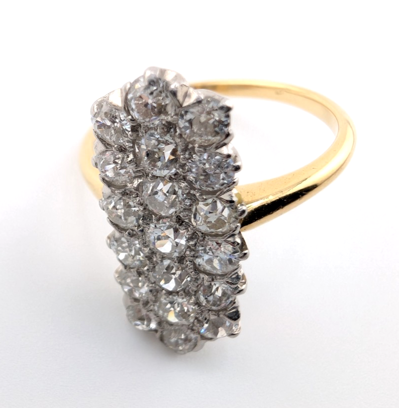 18K Two-Tone Gold 1.5ctw Diamond Vintage Cluster Ring CRN160 - Image 14