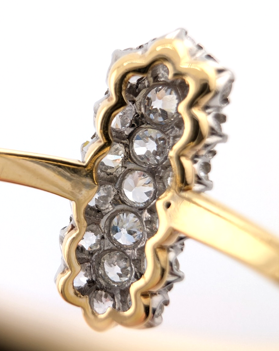 18K Two-Tone Gold 1.5ctw Diamond Vintage Cluster Ring CRN160 - Image 16