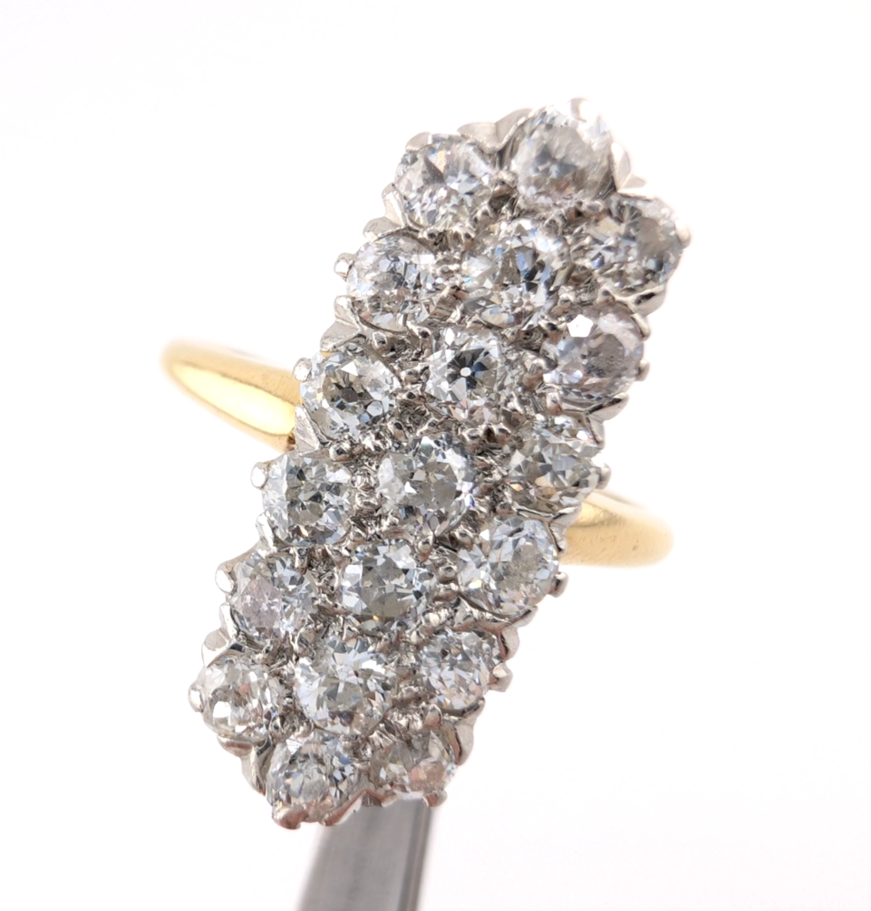 18K Two-Tone Gold 1.5ctw Diamond Vintage Cluster Ring CRN160 - Image 17