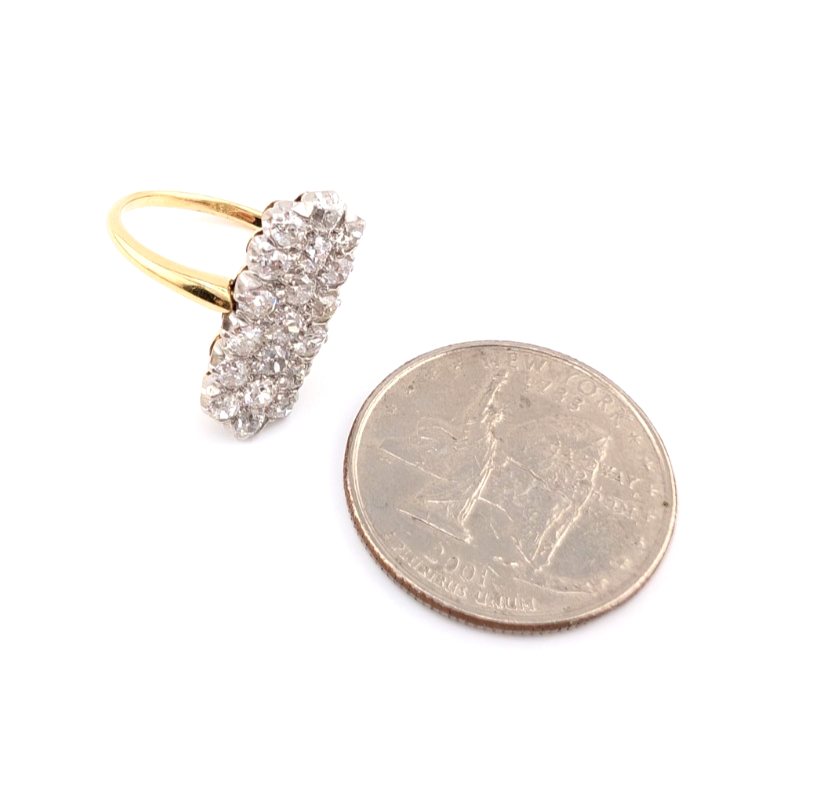 18K Two-Tone Gold 1.5ctw Diamond Vintage Cluster Ring CRN160 - Image 18