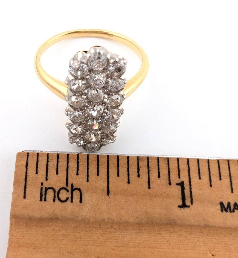 18K Two-Tone Gold 1.5ctw Diamond Vintage Cluster Ring CRN160 - Image 19