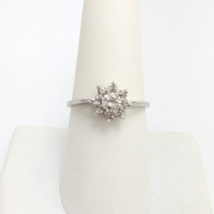 14K White Gold .50 ctw Diamond Cluster Flower Ring 11081
