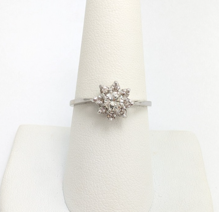 14K White Gold .50 ctw Diamond Cluster Flower Ring 11081