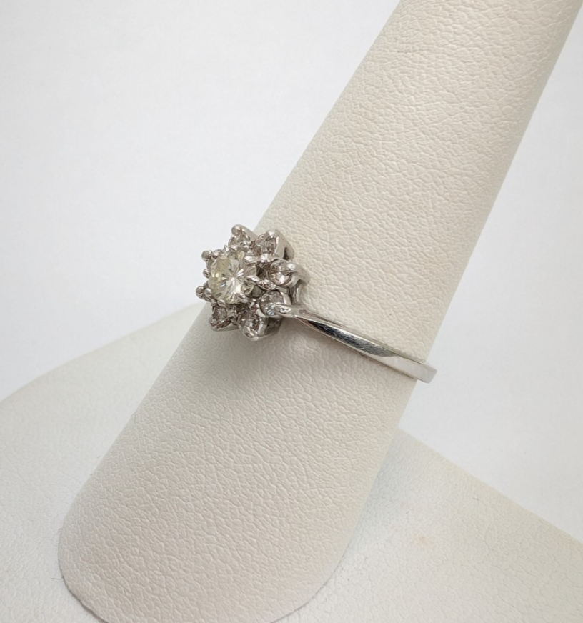 14K White Gold .50 ctw Diamond Cluster Flower Ring 11081 - Image 3