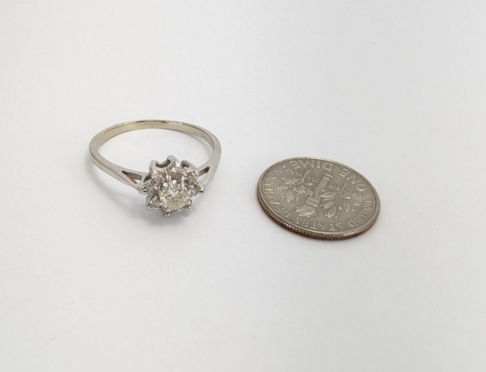 14K White Gold .50 ctw Diamond Cluster Flower Ring 11081 - Image 6