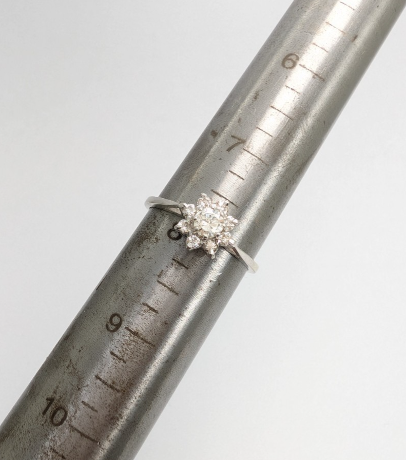 14K White Gold .50 ctw Diamond Cluster Flower Ring 11081 - Image 9