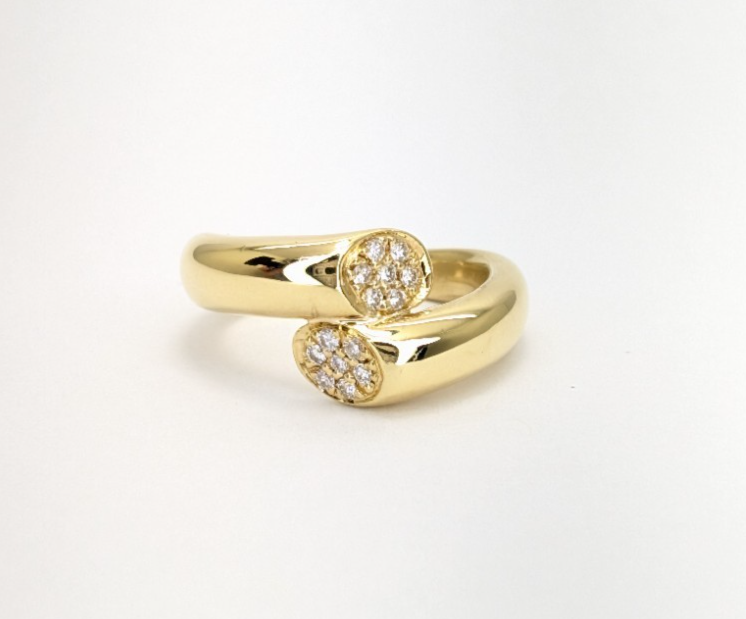 18K Gold Robert Lee Morris Diamond Bypass Ring 14358