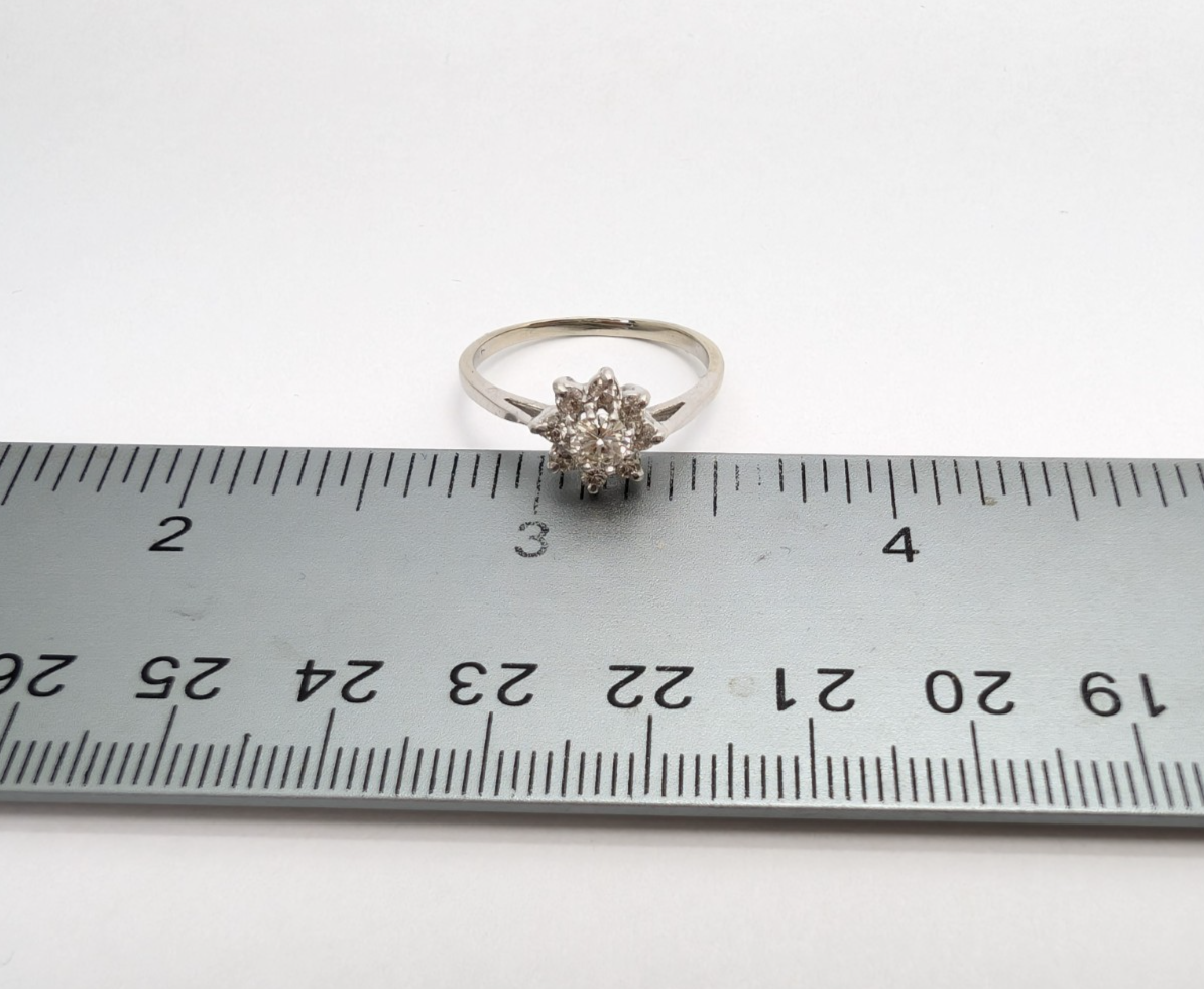 14K White Gold .50 ctw Diamond Cluster Flower Ring 11081 - Image 11