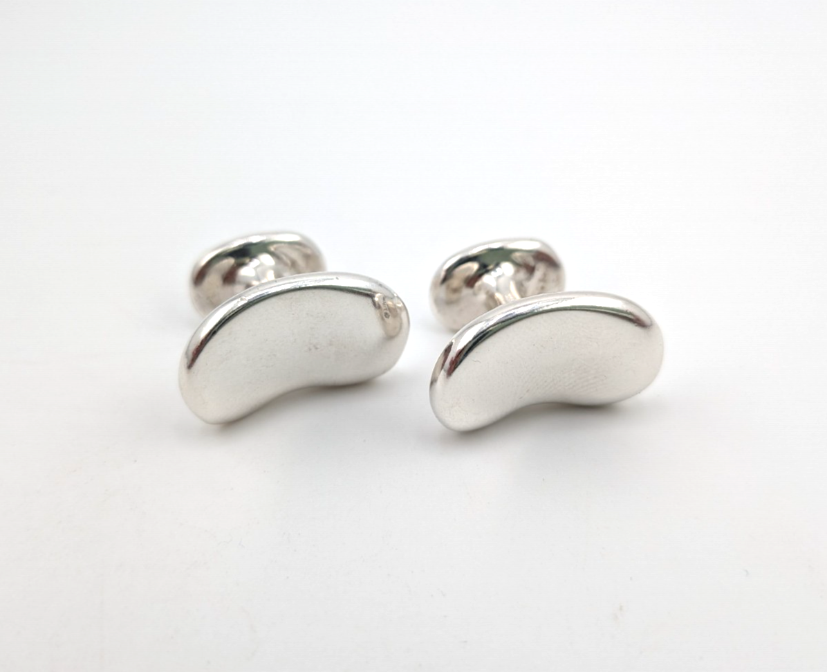 Tiffany & Co Sterling Silver 925 Elsa Peretti Bean Cufflinks 25507 - Image 2