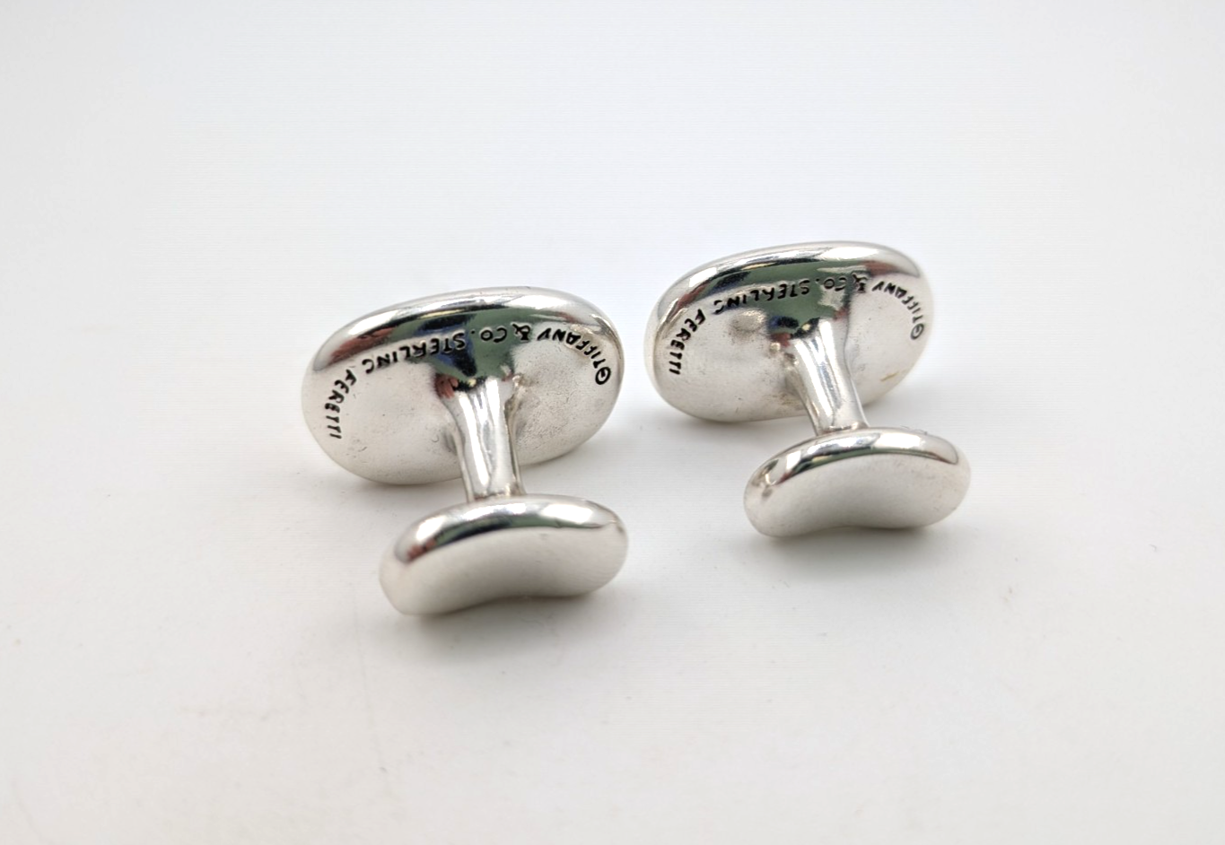 Tiffany & Co Sterling Silver 925 Elsa Peretti Bean Cufflinks 25507 - Image 3