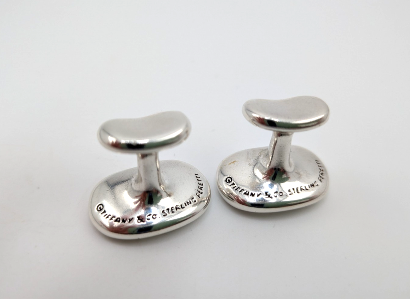 Tiffany & Co Sterling Silver 925 Elsa Peretti Bean Cufflinks 25507 - Image 4