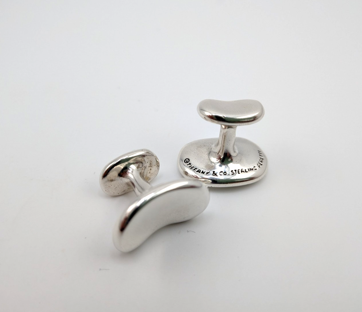 Tiffany & Co Sterling Silver 925 Elsa Peretti Bean Cufflinks 25507 - Image 5