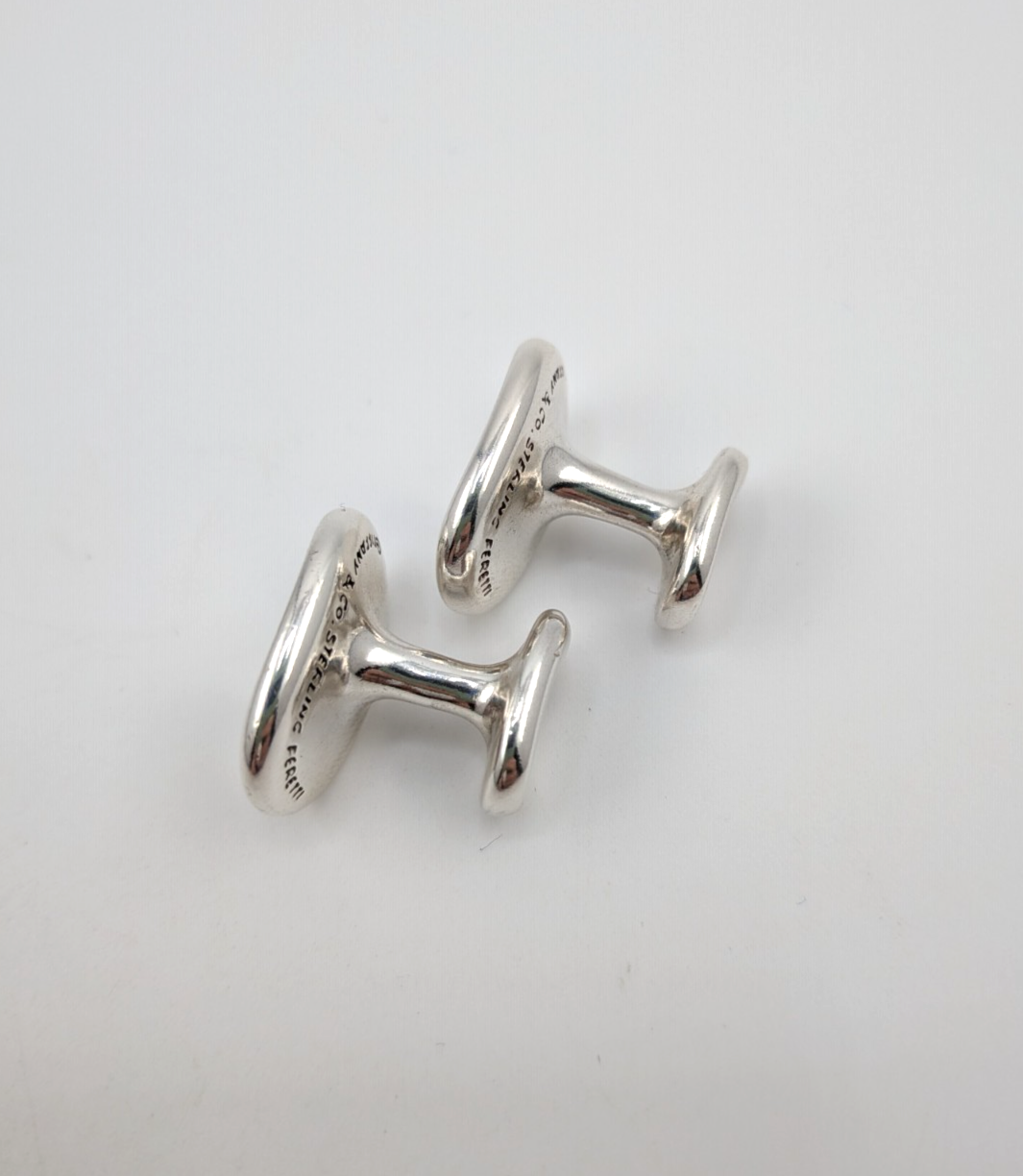 Tiffany & Co Sterling Silver 925 Elsa Peretti Bean Cufflinks 25507 - Image 7