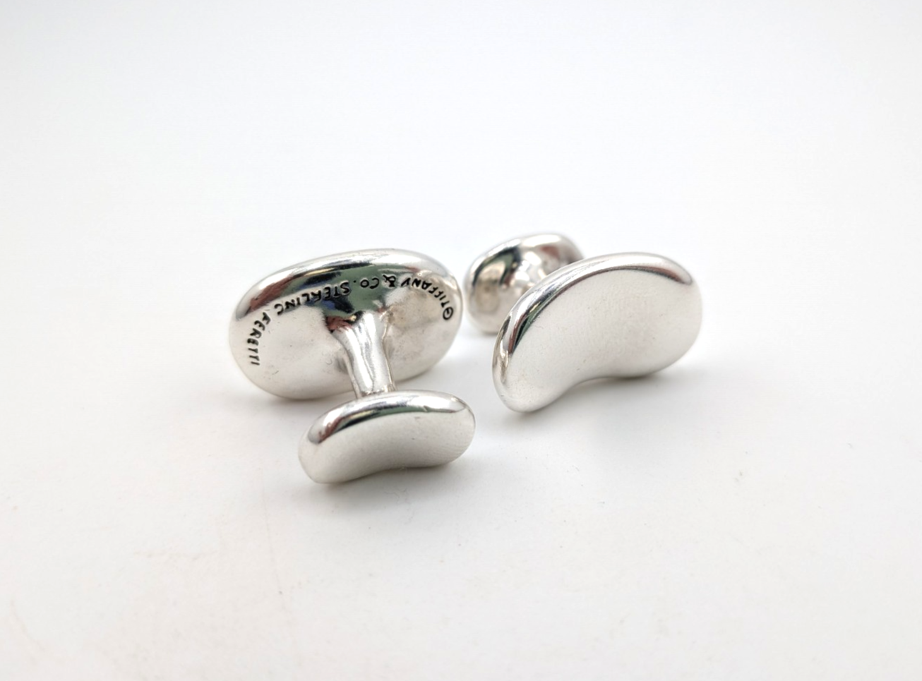 Tiffany & Co Sterling Silver 925 Elsa Peretti Bean Cufflinks 25507 - Image 10