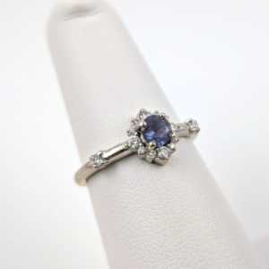 14K White Gold .25ct Blue Irradiated Diamond Halo Ring 23306