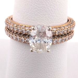 Neil Lane 14k Rose Gold 0.8 Oval 1.3 ctw Diamonds Ring Set OAK597