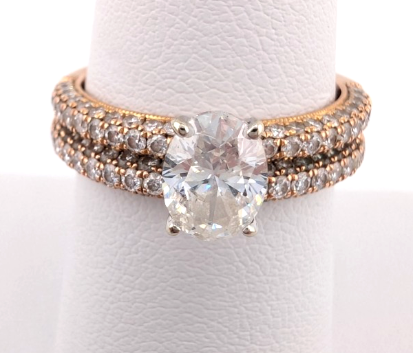Neil Lane 14k Rose Gold 0.8 Oval 1.3 ctw Diamonds Ring Set OAK597